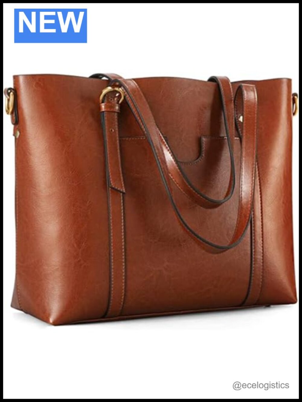 Genuine Leather Tote Bag Women Top Zipper